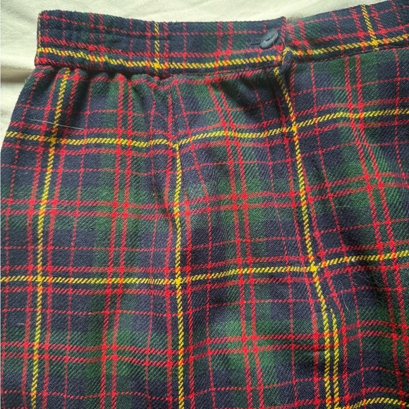 Vintage 70s Plaid Pencil Skirt Size 10 28” Waist 26” Length Zipper Slit Back - Picture 3 of 4